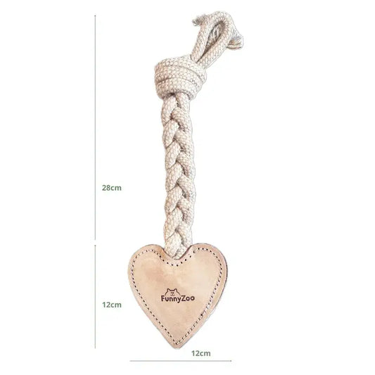 Jouet Mastication en cuir Funny Zoo Coeur Dimension